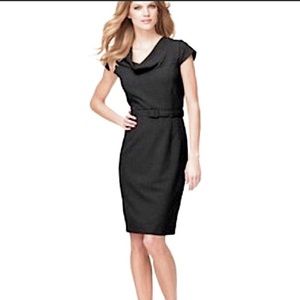 Calvin Klein Black Cowl Neck Belted Sheath Midi Women’s Dress Size 6 Petite